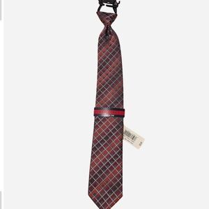 Architect Men's Burgundy and Charcoal Plaid Tie